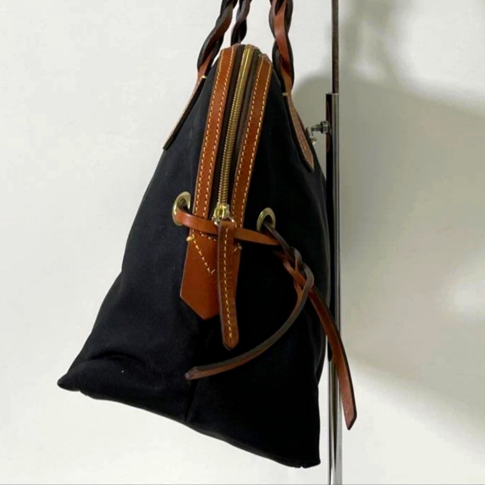 Authentic DOONEY AND BOURKE Classic Black BRAIDED Leather Trim Handbag - Picture 7 of 7